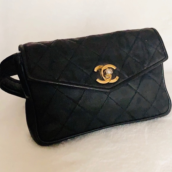 CHANEL Handbags - CHANEL Black Crossbody Bag with Gold Accents